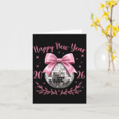 2026年ハッピーニューイヤー コケッティー NK リボン ディスコボール 女性 カード (黄色い花)