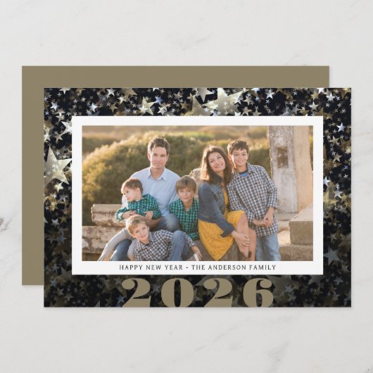 2026年ハッピーニューイヤー フォトスタ― コンフェッティ シーズンカード (正面/裏面)