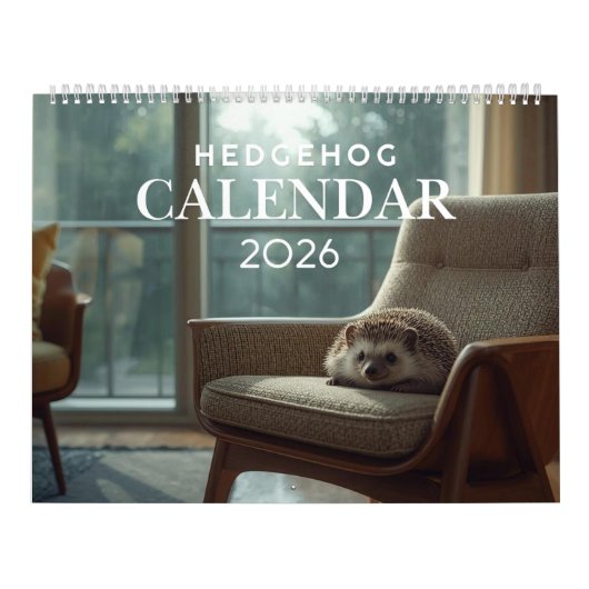 2026年ハリネズミの壁掛けカレンダー | 12ヶ月 カレンダー (カバー)