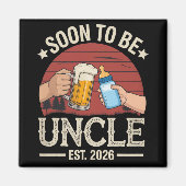 2026年パパになるおじさん レトロな妊娠発表 マグネット (正面)