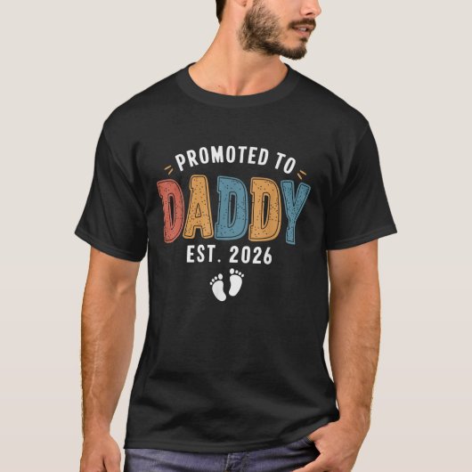 2026年パパになるお父さん 2026年お父さんへ昇格 Tシャツ (正面)
