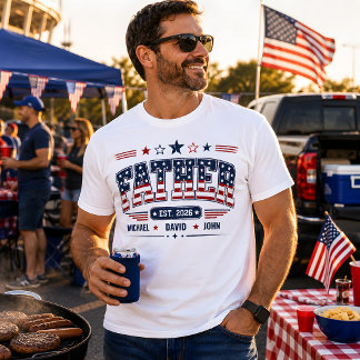 2026年パパになるアメリカ愛国ハートカスタムキッズネームフラグ Tシャツ