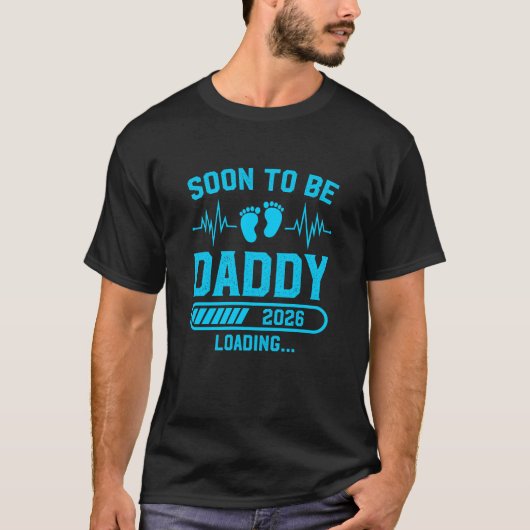 2026年パパになる予定 ローディング中 - 面白い妊娠 Tシャツ (正面)