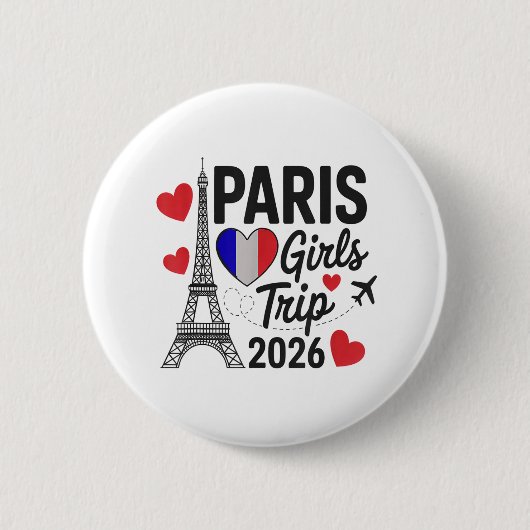2026年パリ女子旅・子供達の再会・おしゃれカジュアル 缶バッジ (正面)