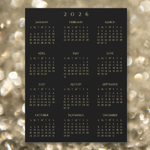2026年ブラックゴールド年間カレンダーマグネット