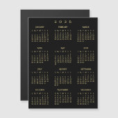 2026年ブラックゴールド年間カレンダーマグネット (正面/裏面)