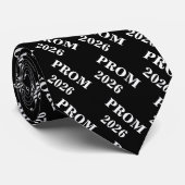 2026年プロム 黒背景 白文字 ネクタイ (ロール)