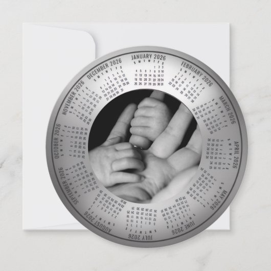 2026年ベイビー カレンダー ホリデー カード (正面)