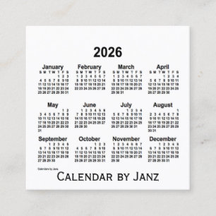 2026年ホワイトカレンダー(Janz Square名刺) スクエア名刺