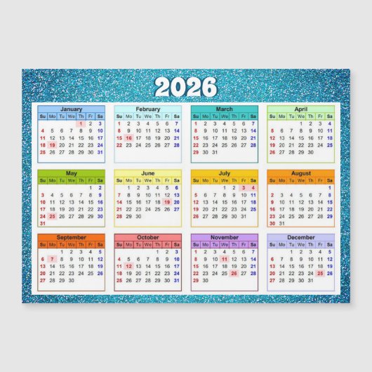 2026年マグネットカレンダー (正面)