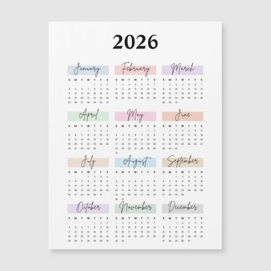 2026年マグネットカレンダー (正面)
