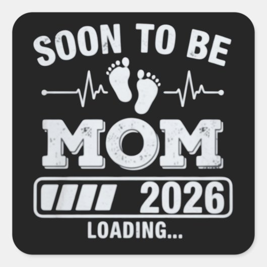 2026年ママになる予定 ローディング妊娠発表 スクエアシール (正面)