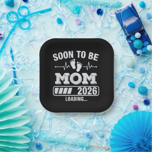 2026年ママになる予定 ローディング妊娠発表 ペーパープレート (パーティー)