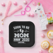2026年ママになる予定 ローディング妊娠発表 ペーパープレート (パーティー)