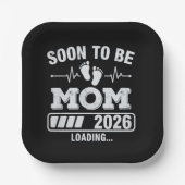 2026年ママになる予定 ローディング妊娠発表 ペーパープレート (正面)