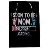 2026年ママになる予定 ローディング妊娠発表 ミディアムペーパーバッグ (正面)