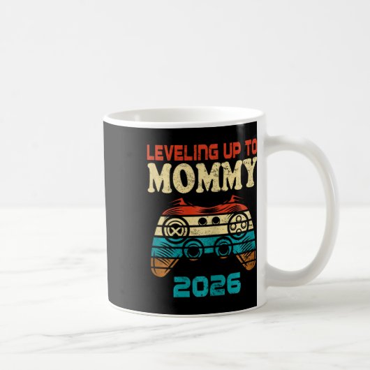 2026年ママになる レトロなレベルアップ 妊娠発表 コーヒーマグカップ (右)