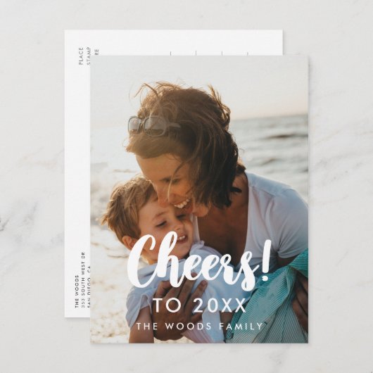 2026年モダンの新年の写真の応援 ポストカード (正面/裏面)