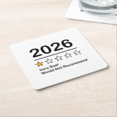 2026年ワンスター評価 とても悪い年 スクエアペーパーコースター (アングル)