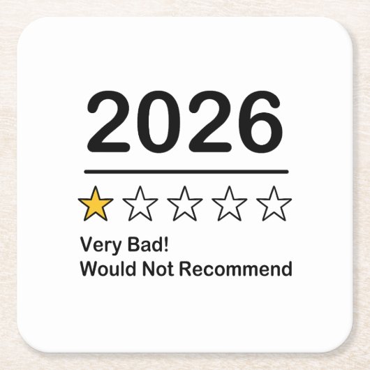 2026年ワンスター評価 とても悪い年 スクエアペーパーコースター (正面)