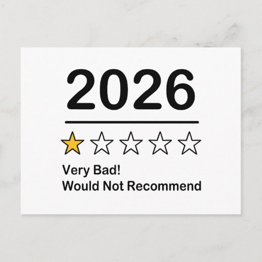 2026年ワンスター評価 とても悪い年 案内ポストカード (正面)
