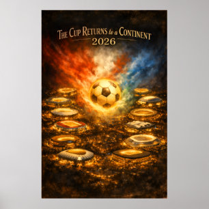 2026年ワールドカップスタジアムの夜のサッカー ポスター