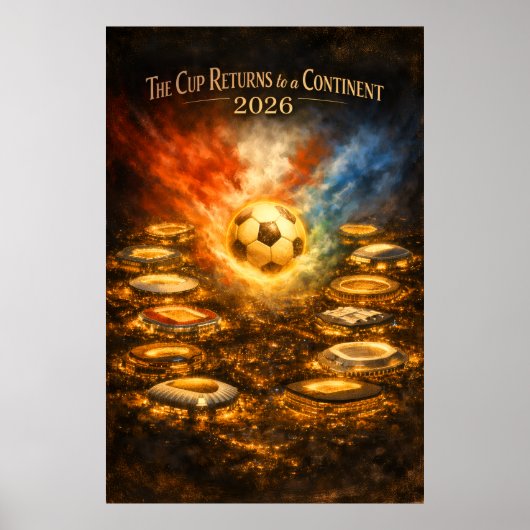 2026年ワールドカップスタジアムの夜のサッカー ポスター (正面)