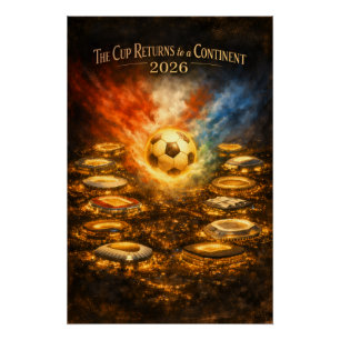 2026年ワールドカップスタジアムの夜のサッカー ポスター
