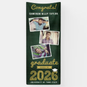 2026年ヴィンテージ黒板スケッチ3枚の写真卒業式 横断幕 (縦)