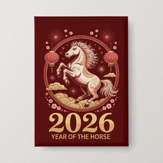 2026年丙午新春 馬の干支 ピンズ 缶バッジ (正面)