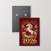 2026年丙午新春 馬の干支 ピンズ 缶バッジ (正面/裏面)
