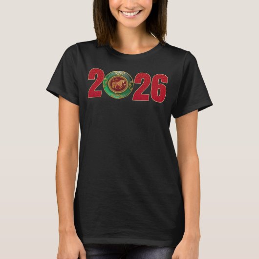 2026年中国のの馬の玉新年 Tシャツ (正面)