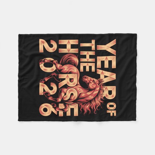 2026年中国の月の土の幸せな新年 フリースブランケット (正面(横))