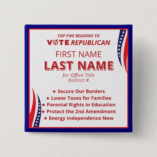 2026年共和党プラットフォーム候補者名に投票 缶バッジ (正面)