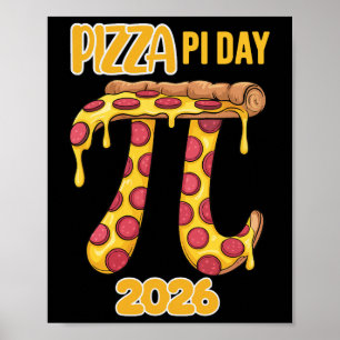 2026年円周率の日 レトロ数学教師 男の子 キッズ ピザ ポスター