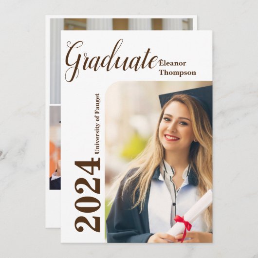 2026年写真卒業モダン招待状のクラス 招待状 (正面/裏面)