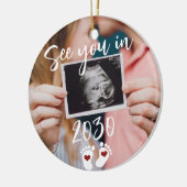 2026年写真妊娠のメリークリスマス セラミックオーナメント (左)