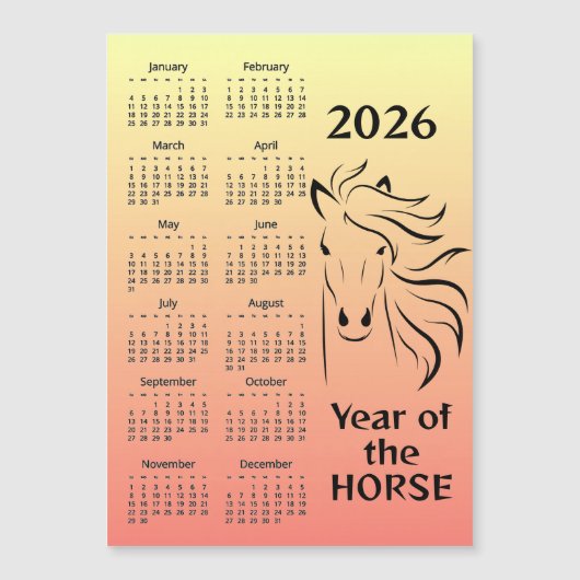 2026年午年カレンダー マグネットカード (正面)
