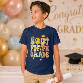 2026年卒クラス5 ピースアウト カラフルな子供たちの卒業 Tシャツ