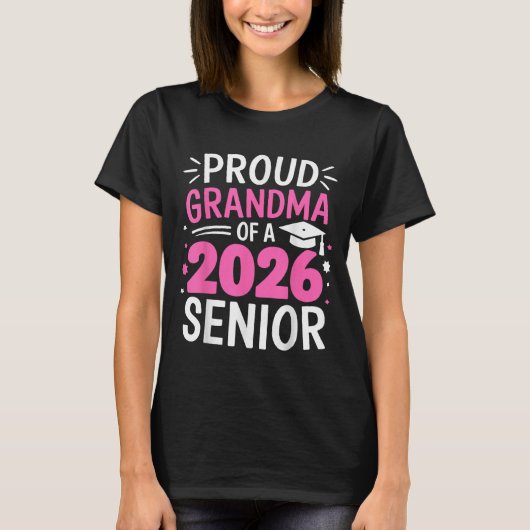 2026年卒業おばあちゃん 孫の卒業おめでとう Tシャツ (正面)