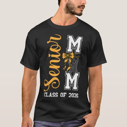 2026年卒業おめでとう イエロー スケルトン ボウ シニア ママ 卒業式 Tシャツ (正面)