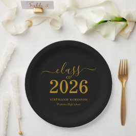 2026年卒業おめでとう ゴールドスクリプト 卒業式 ペーパープレート
