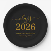 2026年卒業おめでとう ゴールドスクリプト 卒業式 ペーパープレート (正面)