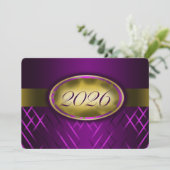 2026年卒業おめでとう パープル ゴールド 招待状 (スタンド正面)