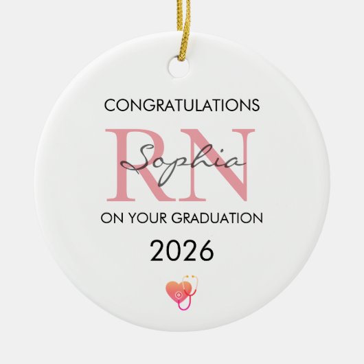 2026年卒業おめでとう 個人名入り RN卒業記念 セラミックオーナメント (正面)