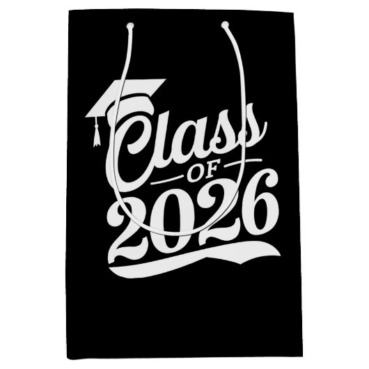2026年卒業おめでとう 卒業式 卒業者 ミディアムペーパーバッグ (正面)
