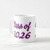 2026年卒業おめでとう 紫色のカリグラフィー コーヒーマグカップ (正面左)