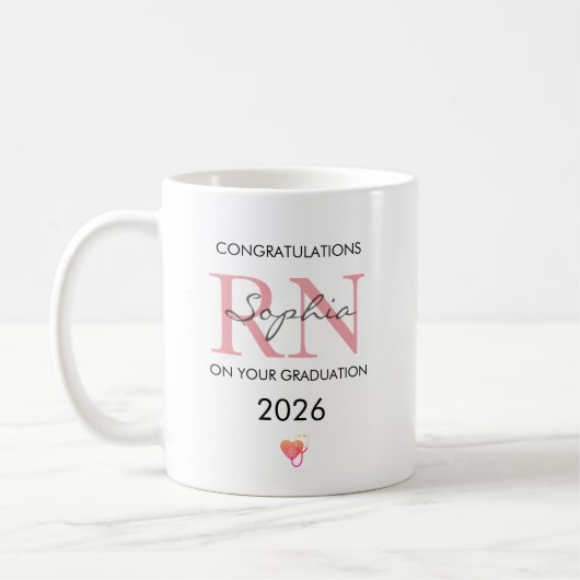 2026年卒業お祝い 看護師 個人名入り コーヒーマグカップ (左)