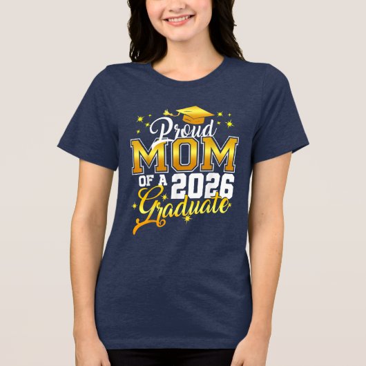 2026年卒業の自慢の息子・娘を持つお母さん 卒業おめでとう トライブレンドＴシャツ (正面)