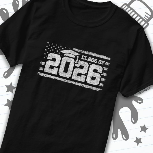 2026年卒業アメリカ国旗シニアクラス2026 Tシャツ